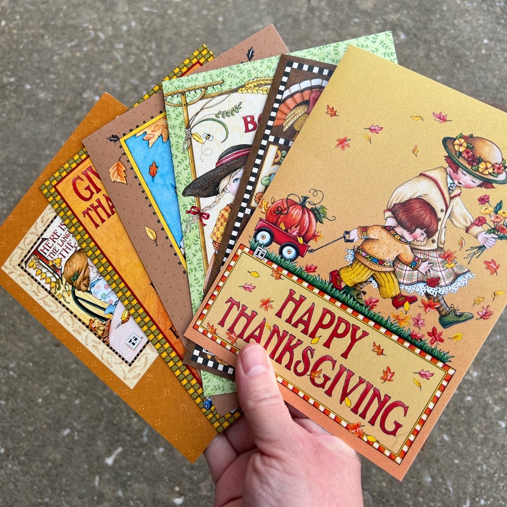 Mary Engelbreit Art Vintage Greeting Card Lot Of 6 Cards Happy Thanksgiving